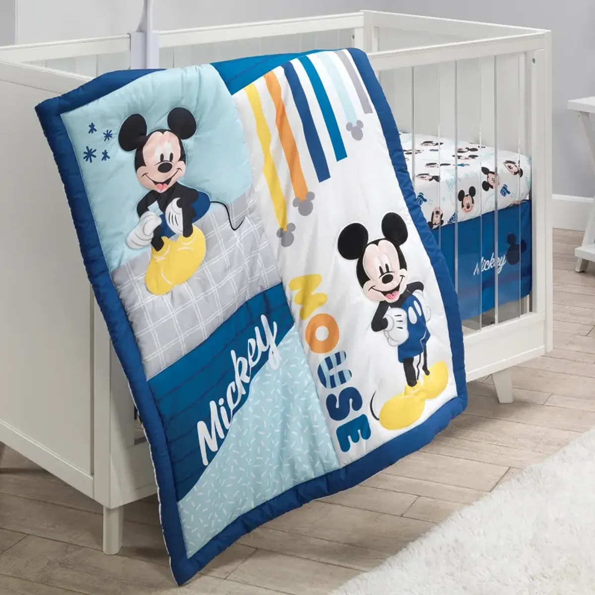 Lambs & Ivy Disney Baby Forever Mickey Mouse 3-Piece Blue Crib Bedding Set