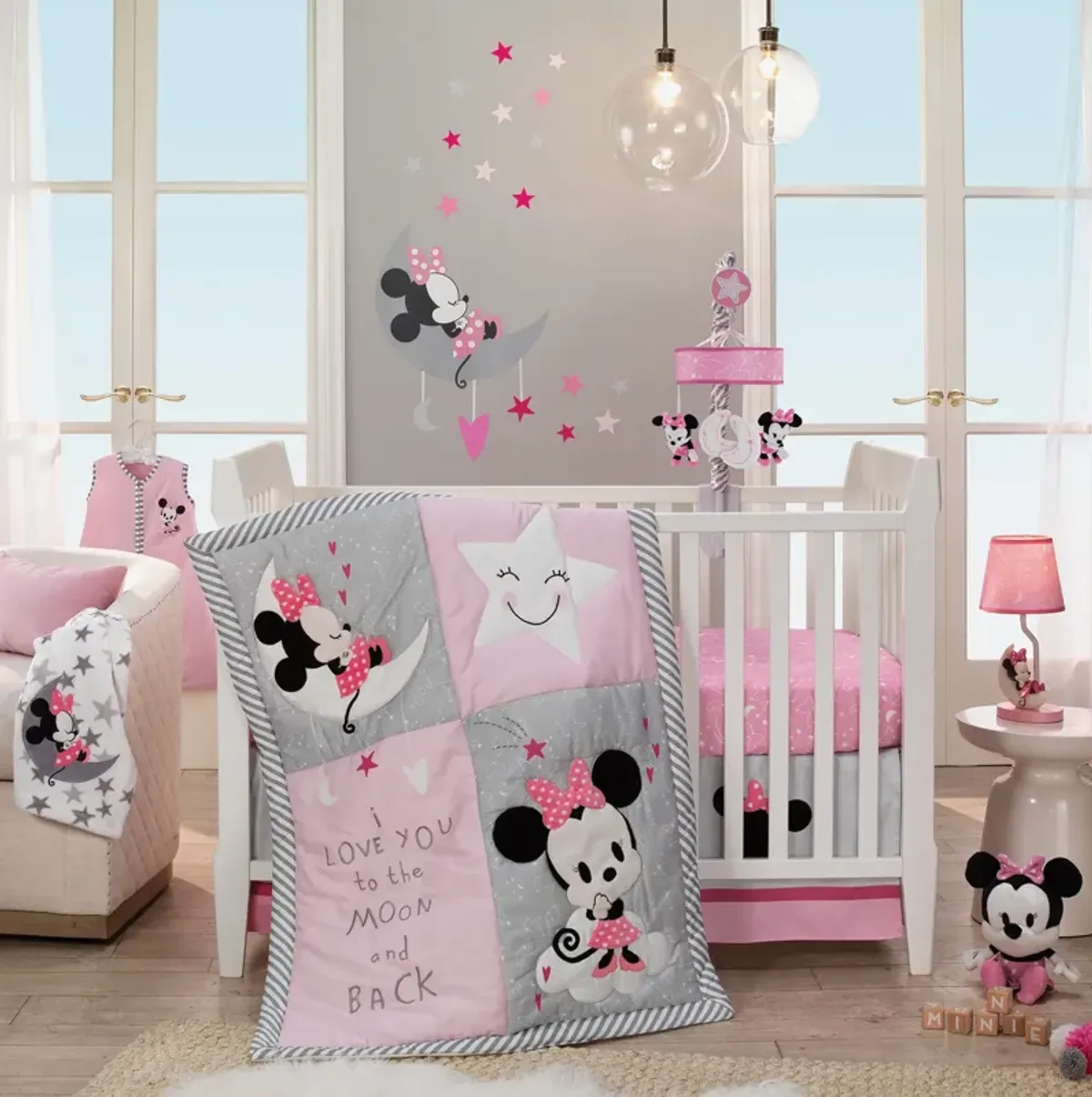 Disney Baby Minnie Mouse Pink Celestial Fitted Crib Sheet by Lambs & Ivy