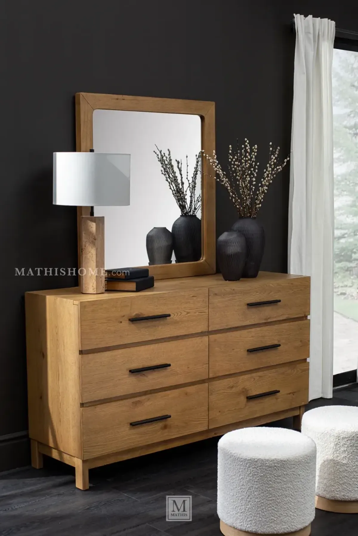 Davenport 6-Drawer Dresser and Mirror