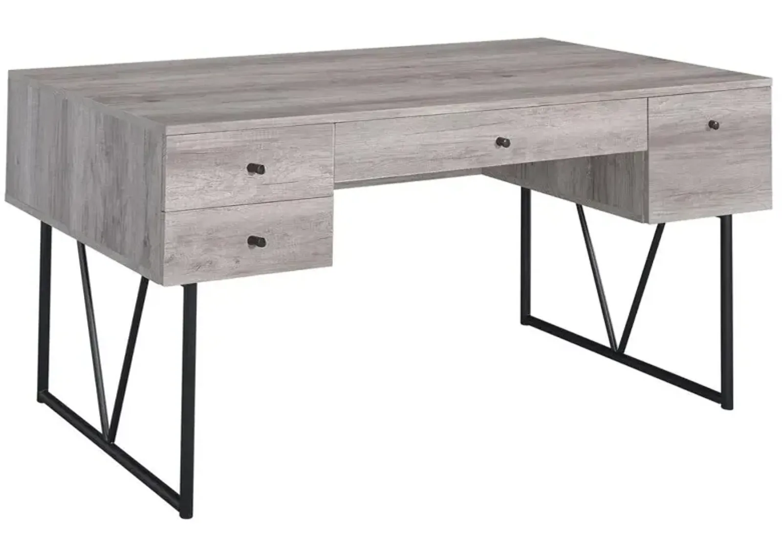 Analiese 4-drawer Writing Desk Grey Driftwood