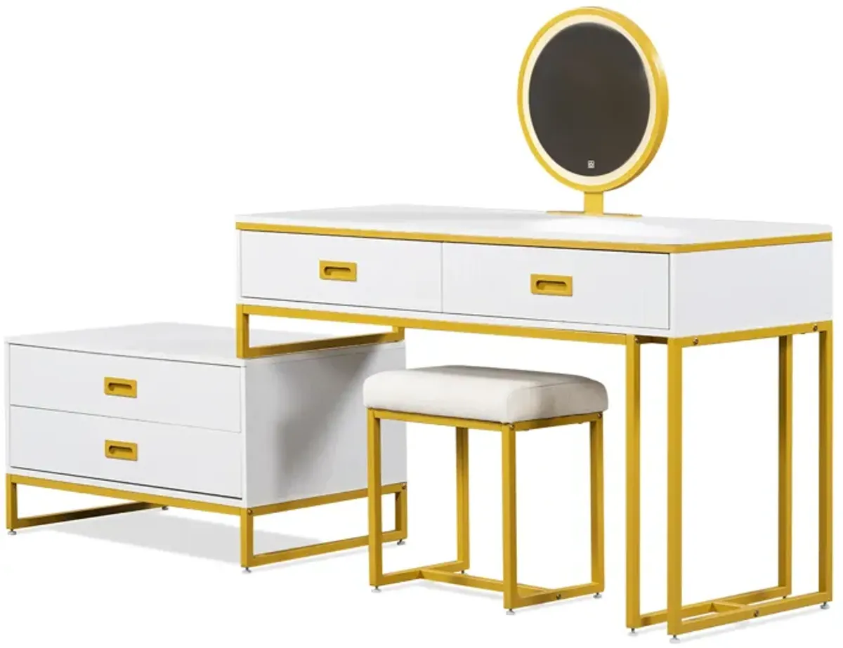 Merax Modern Style Vanity Table With Movable Side Cabinet