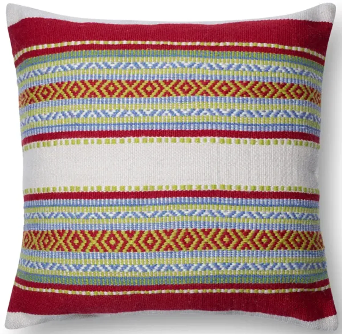 P0213 Red/Multi 22"x22" Down Pillow