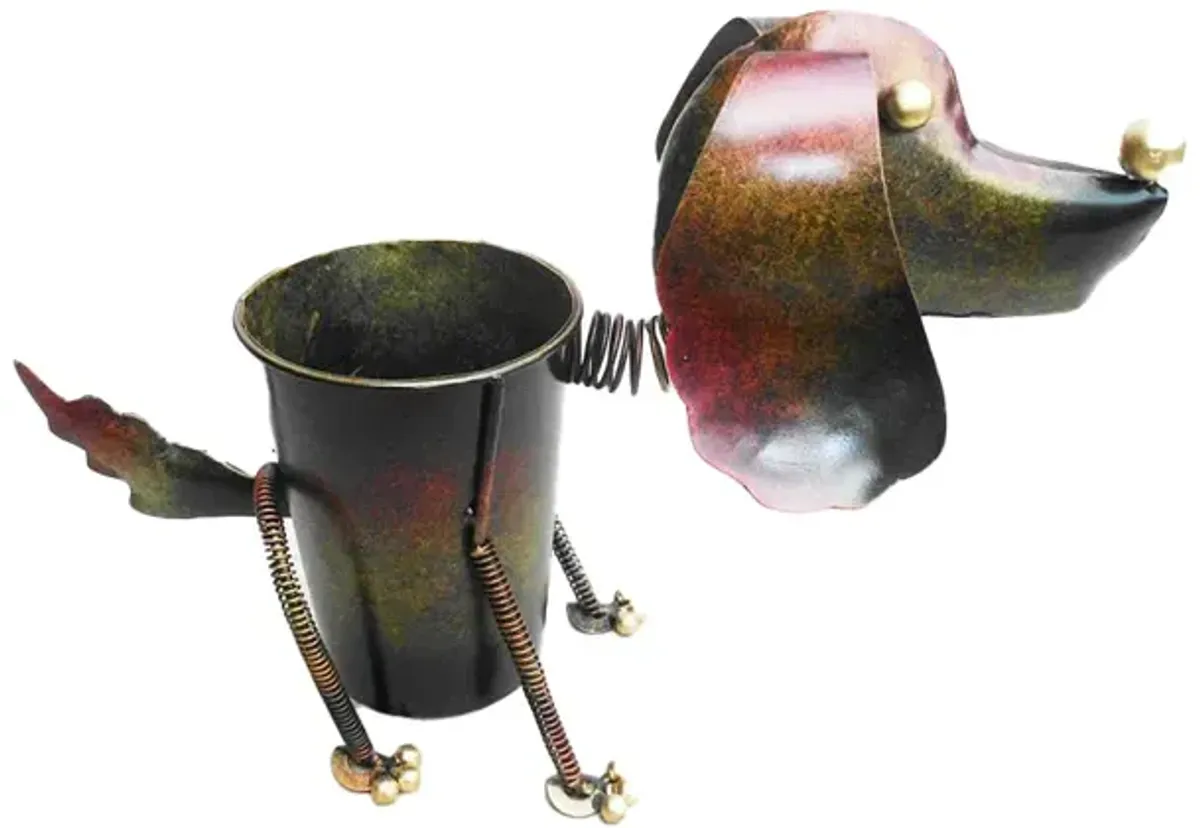 Iron Dog Planter Décor