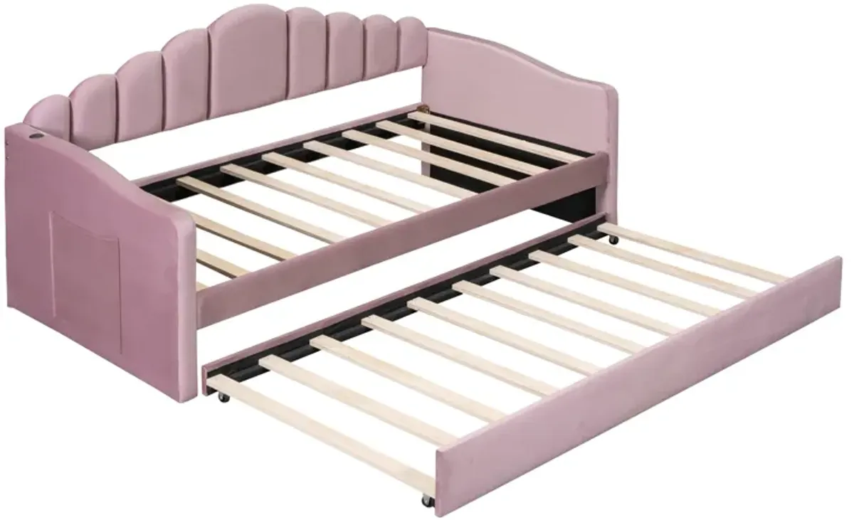 Merax Upholstered Daybed Bed Frame with Trundle