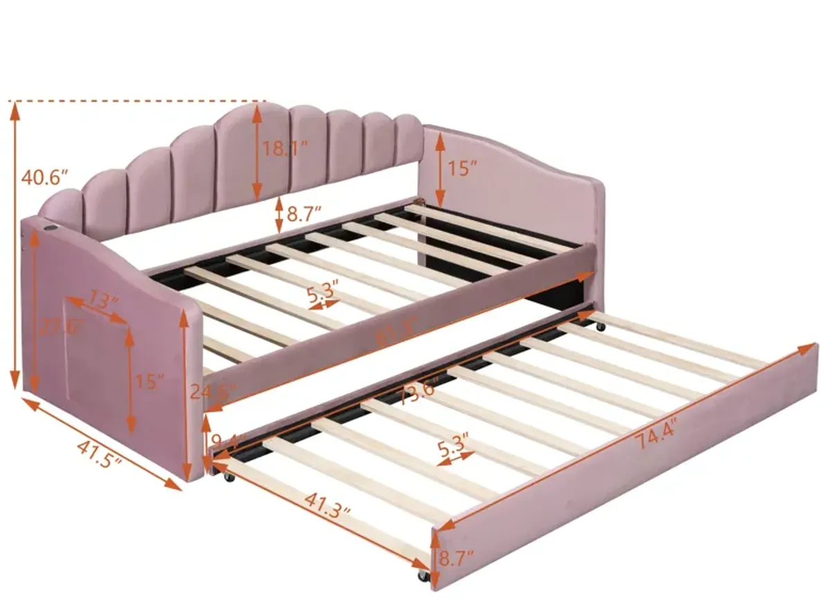 Merax Upholstered Daybed Bed Frame with Trundle