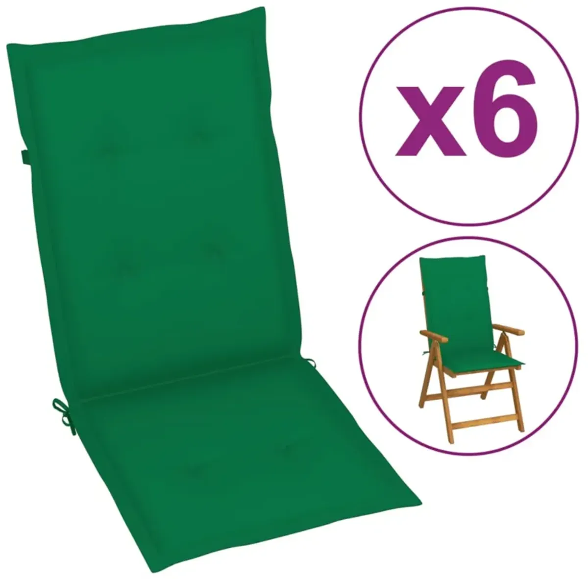 vidaXL Garden Chair Cushions 6 pcs Green 47.2"x19.7"x1.6"