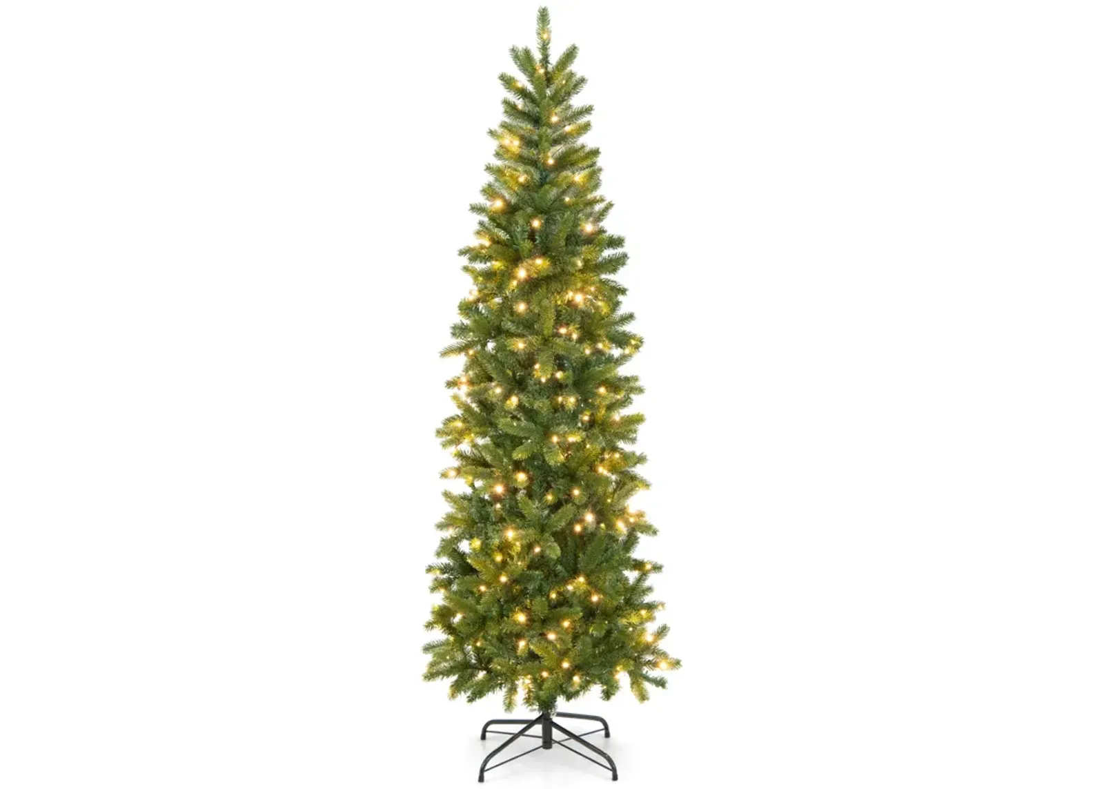 6 Feet Pre-Lit Artificial Christmas Pencil Tree with 648 PVC PE Branch Tips