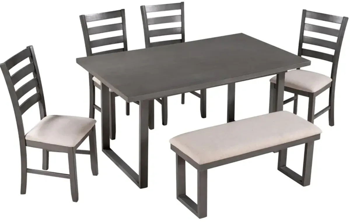 Merax 6-Pieces Solid Wood Dining Set