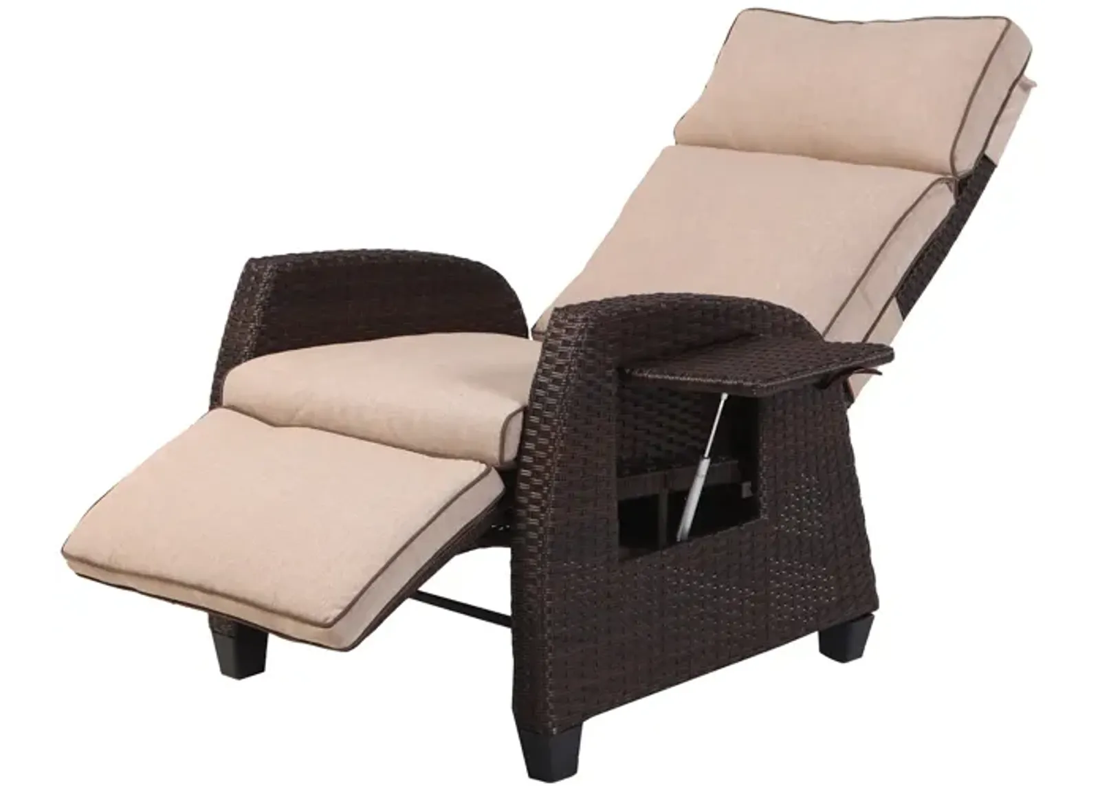 MONDAWE Outdoor Recliner PE Wicker Aluminum Frame Adjustable Lounge Chair with Cushion