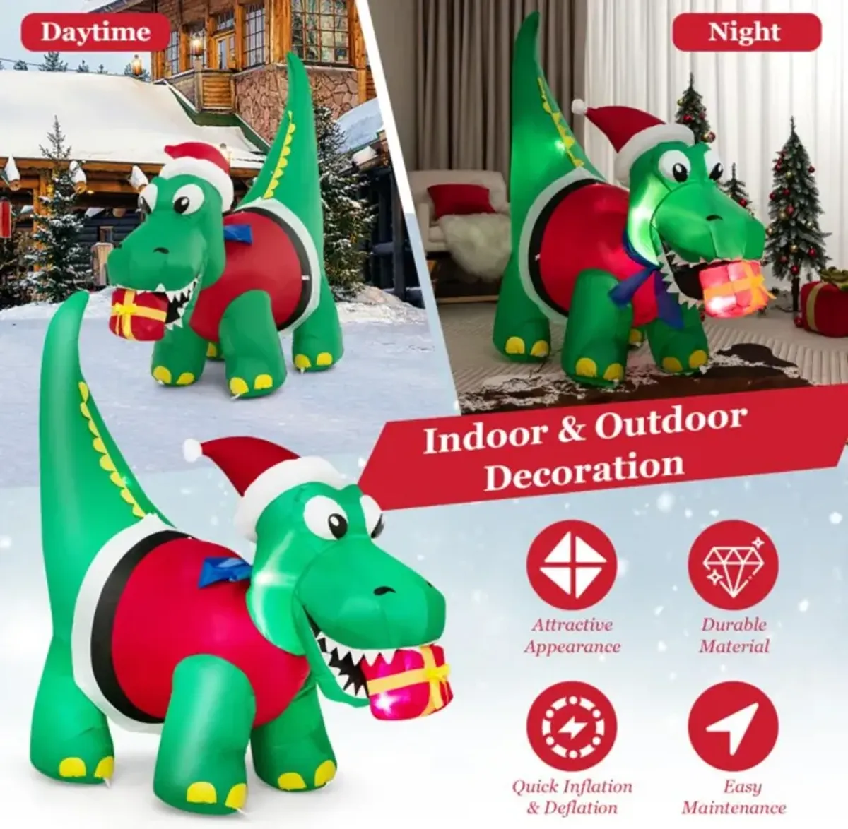 Hivvago Inflatable Christmas Decoration with LED Lights for Yard