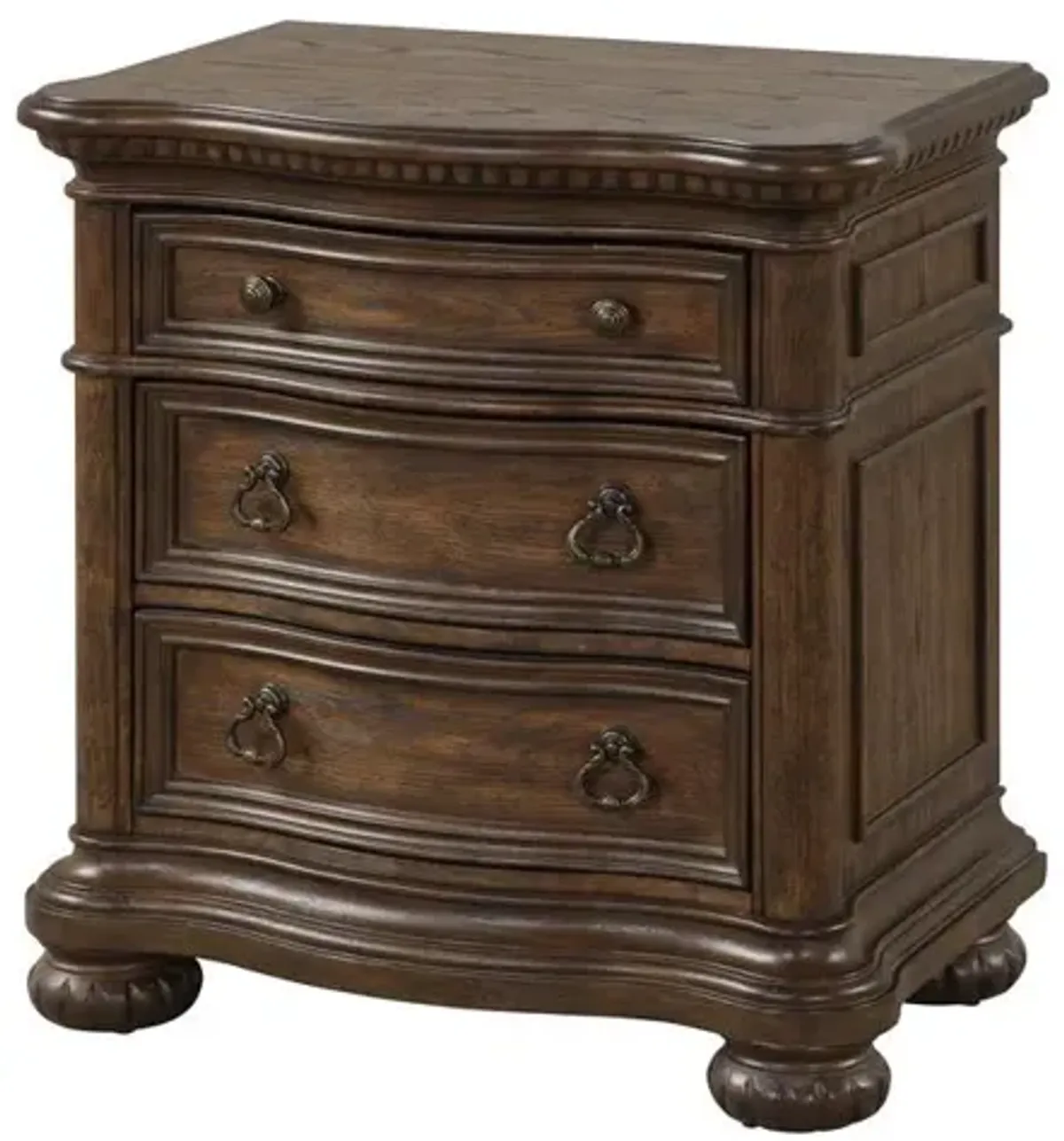 Tuscany 3 Drawer Nightstand Wooden Top W Usb