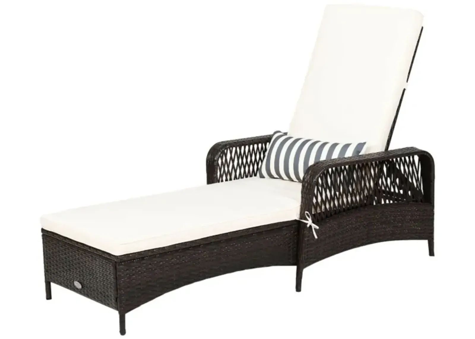 Hivvago Patio Wicker Chaise Lounge Chair with Pillow and Adjustable Backrest with Cushion