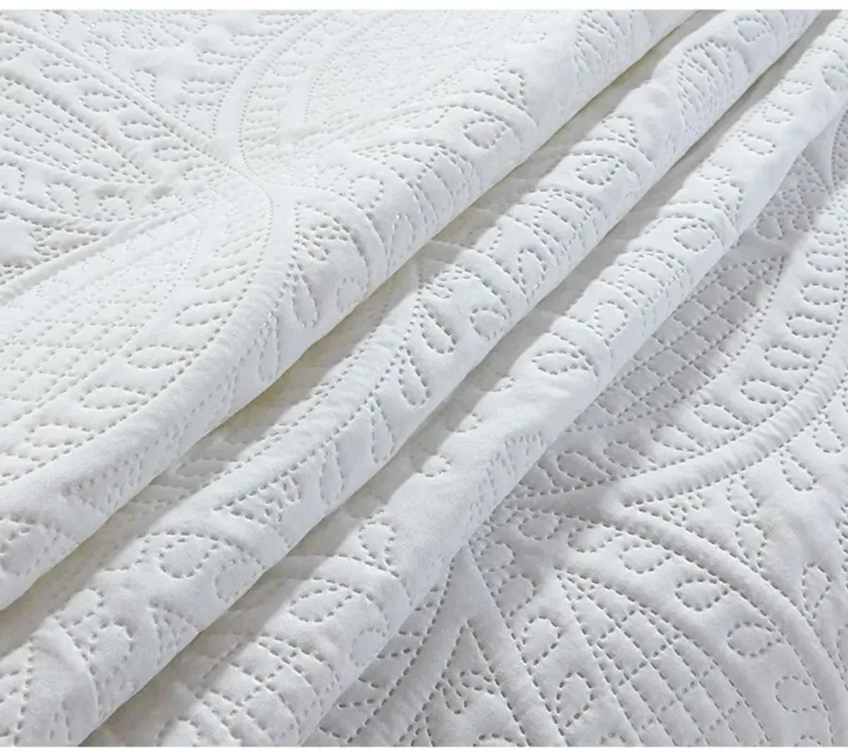 Bedspread Coverlet 3 Pcs Set Oversized Full Size White Color