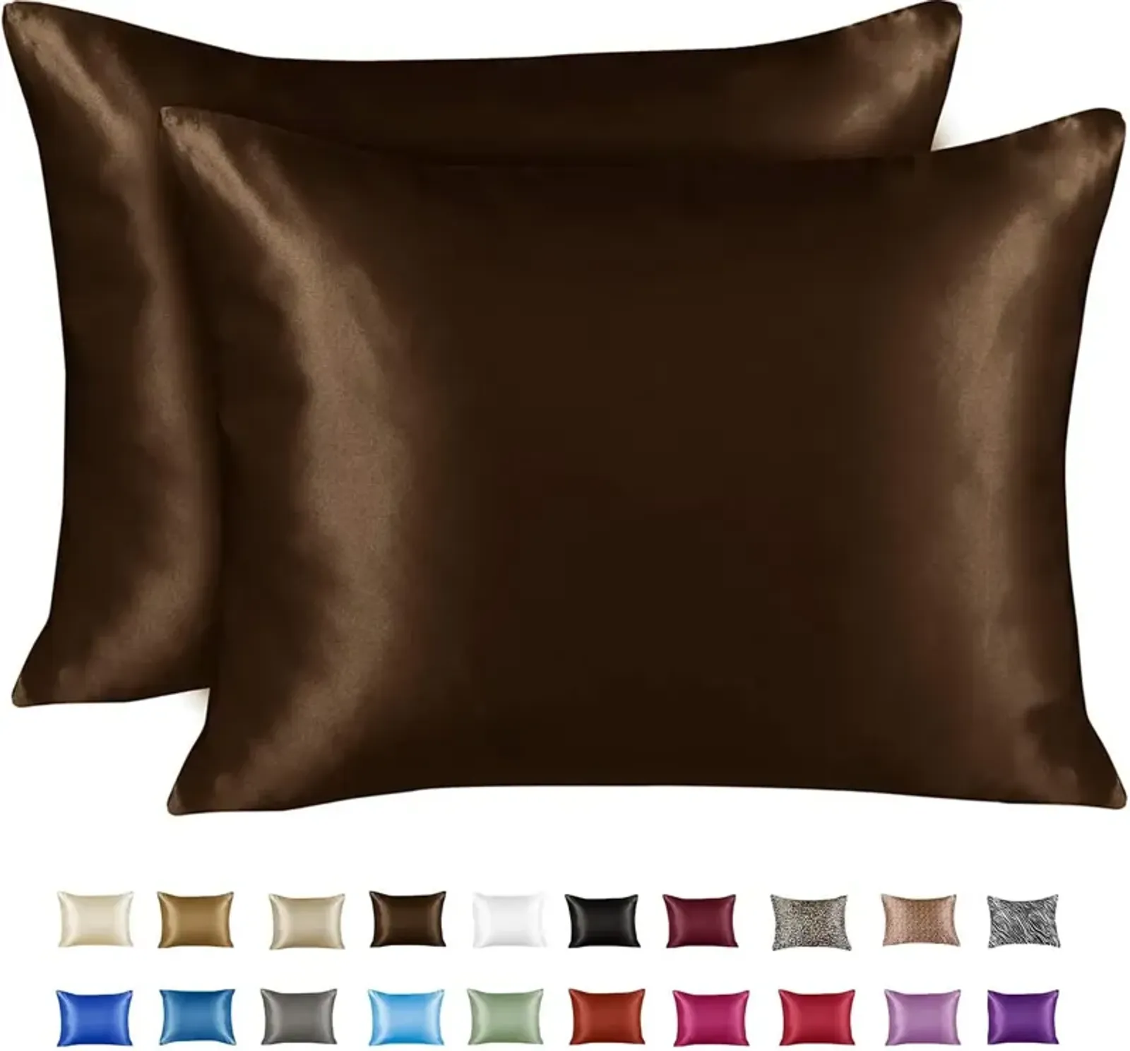 Satin Pillow Case with Zipper - Luxury Pillow Cover (Pillowcase Set of 2)