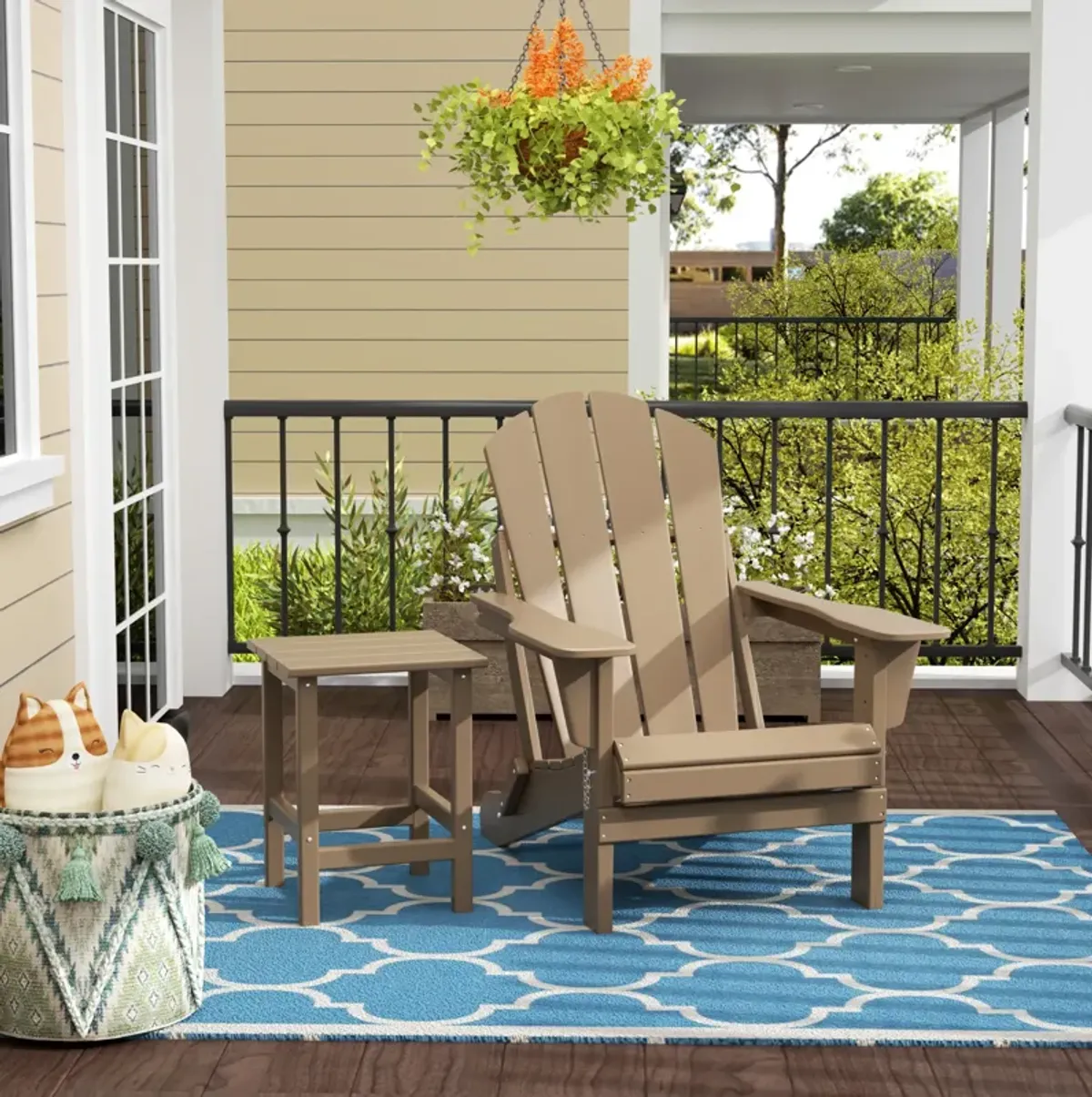 WestinTrends Outdoor Patio Adirondack Chair with Side Table