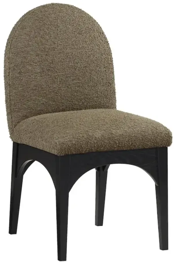 Meridian Furniture Waldorf Olive Boucle Fabric Dining Chair