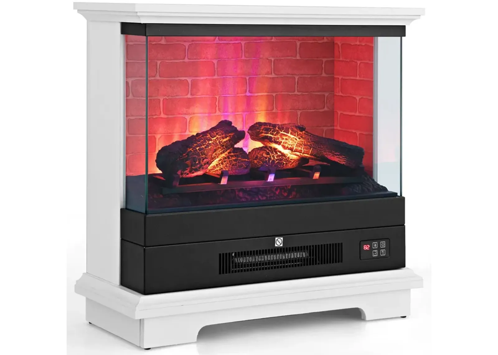 27-Inch Freestanding Electric Fireplace with 3-Level Vivid Flame and Adjustable Thermostat