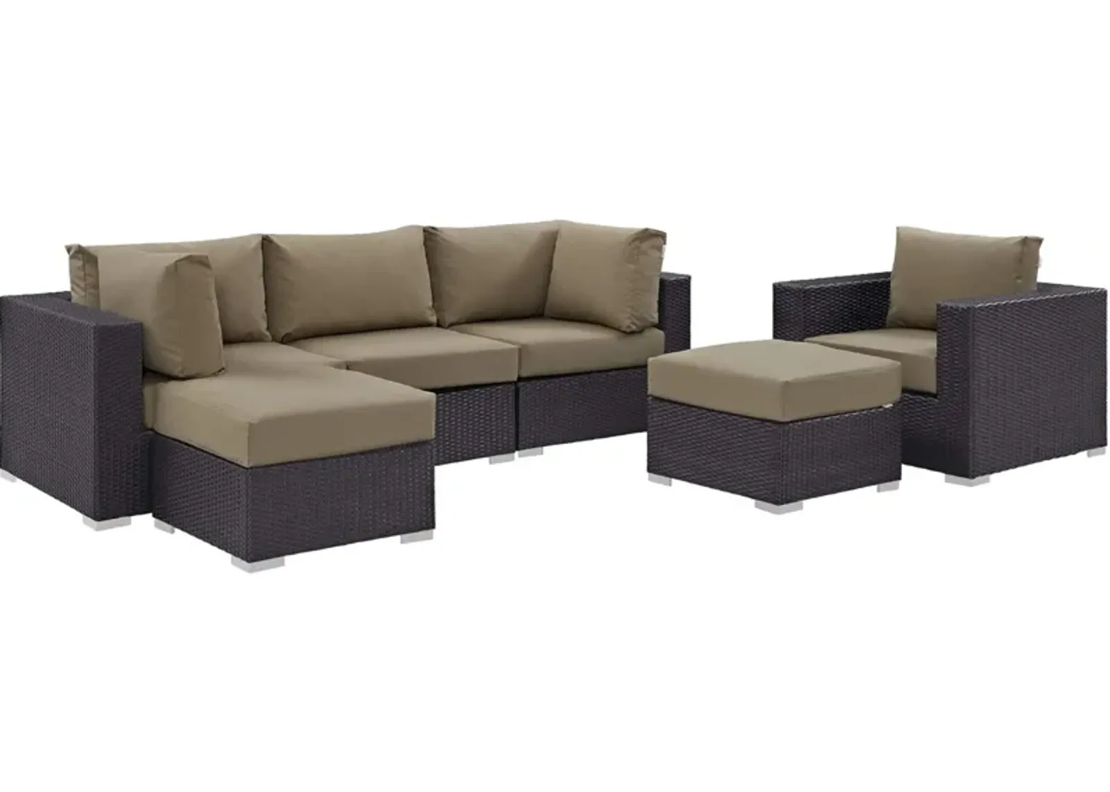 Convene Outdoor Sectional Set - Durable Rattan & Aluminum Frame - Weather-Resistant Cushions - Patio Sofa Set with Armchair, Armless, Corner Sections & Ottomans