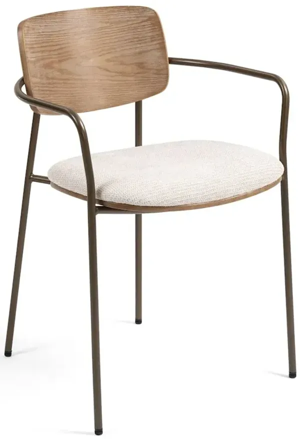 Glamour Home Set of 2 Beige Washed Woven Fabric Dining Chair Natural Wood Back