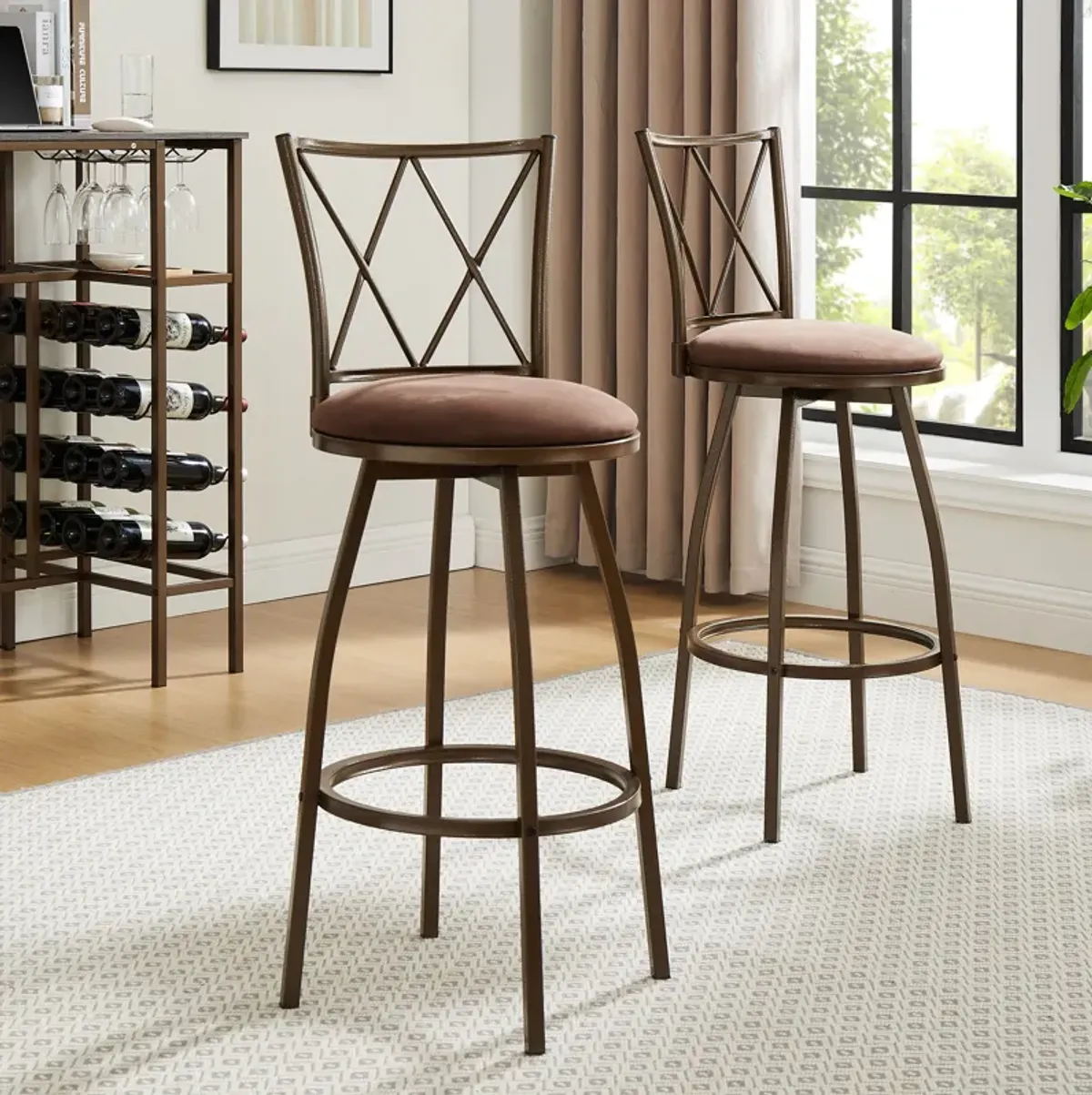 Cozy & Durable Round Barstool with Effortless Assembly and Guarantee