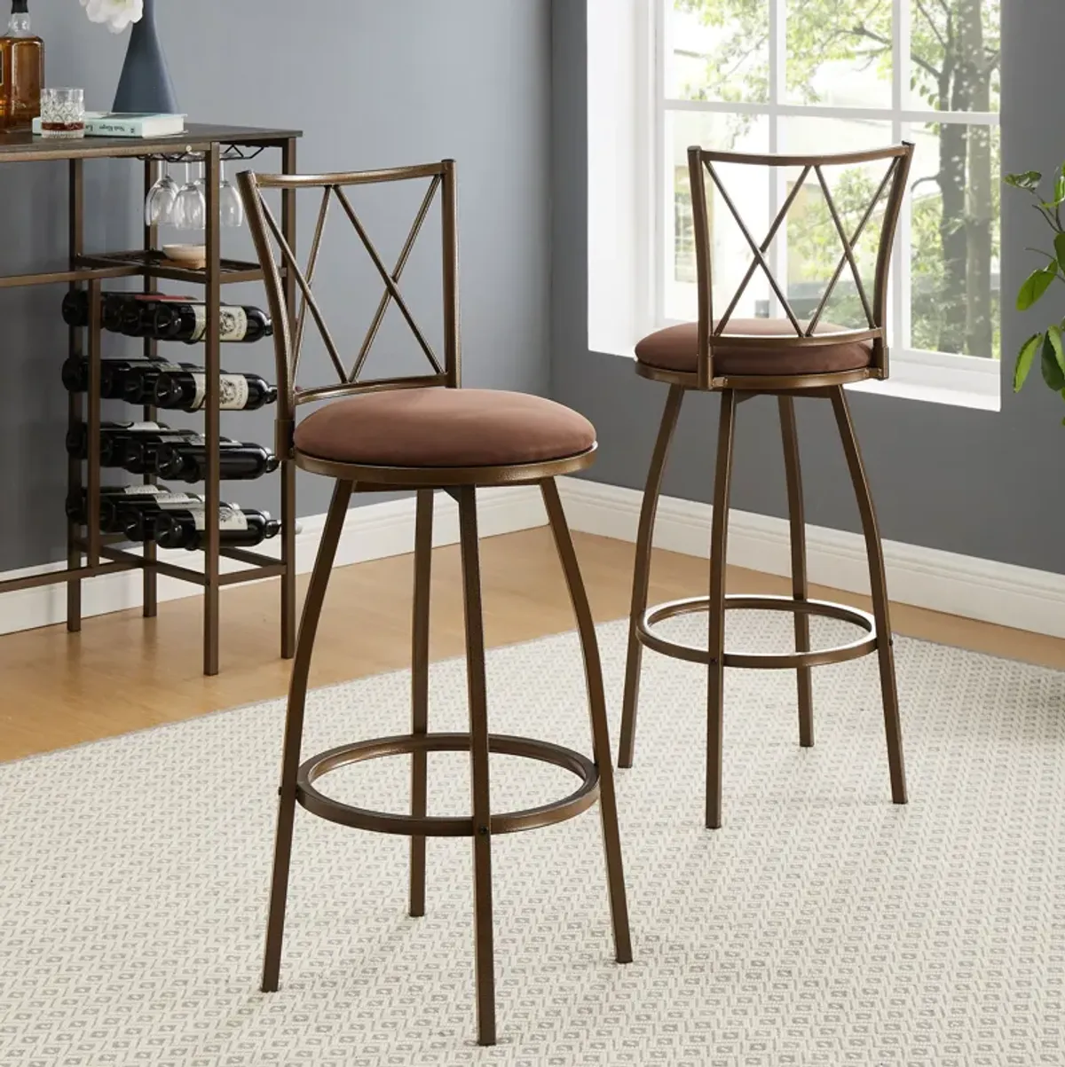 Cozy & Durable Round Barstool with Effortless Assembly and Guarantee