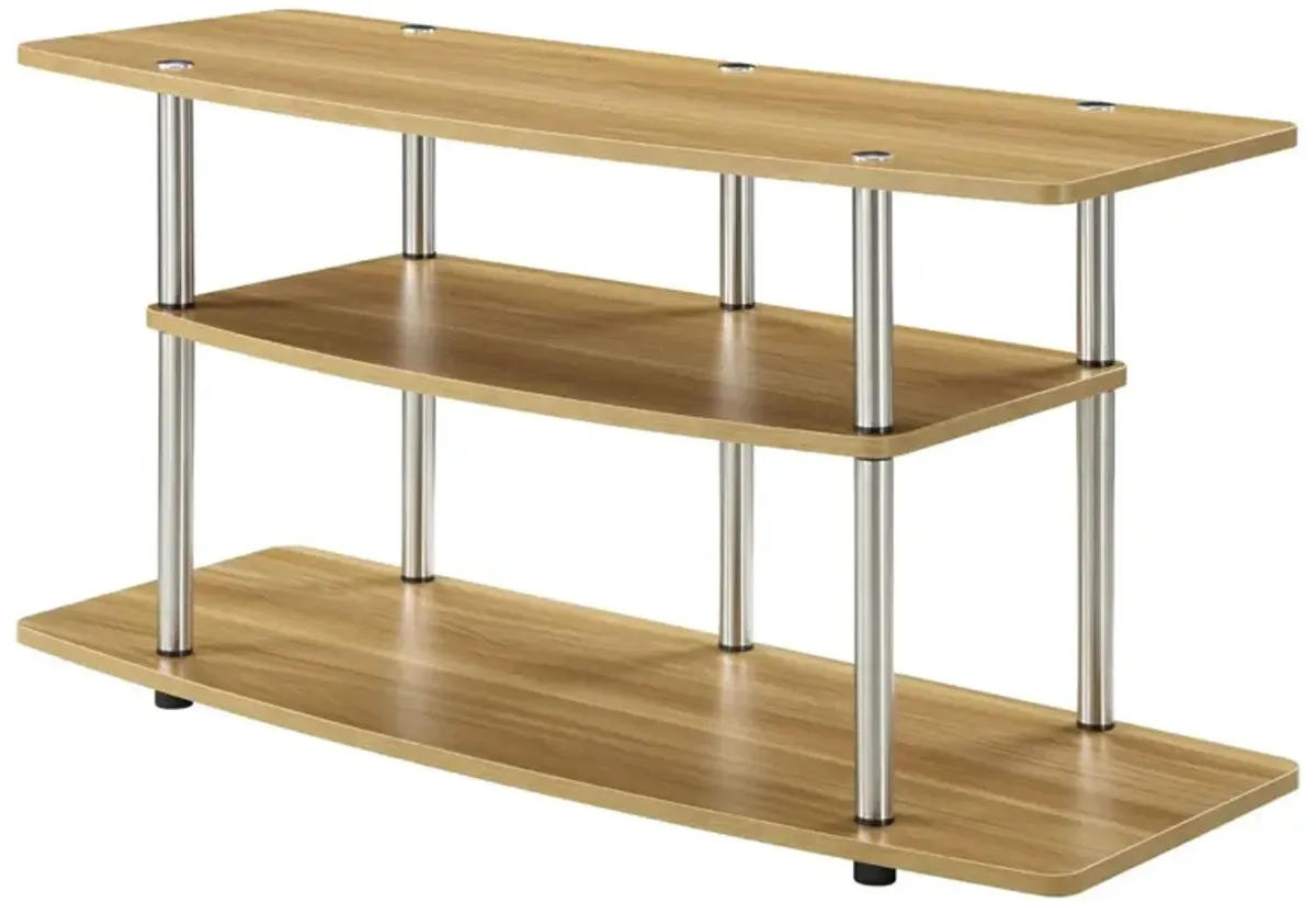 Hivvago Modern Wood Metal TV Stand Entertainment Center in Light Oak Finish