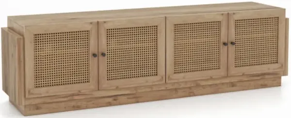 Hivvago Farmhouse TV Stand for TVs up to 75 Inches with 2 Cabinets-Oak