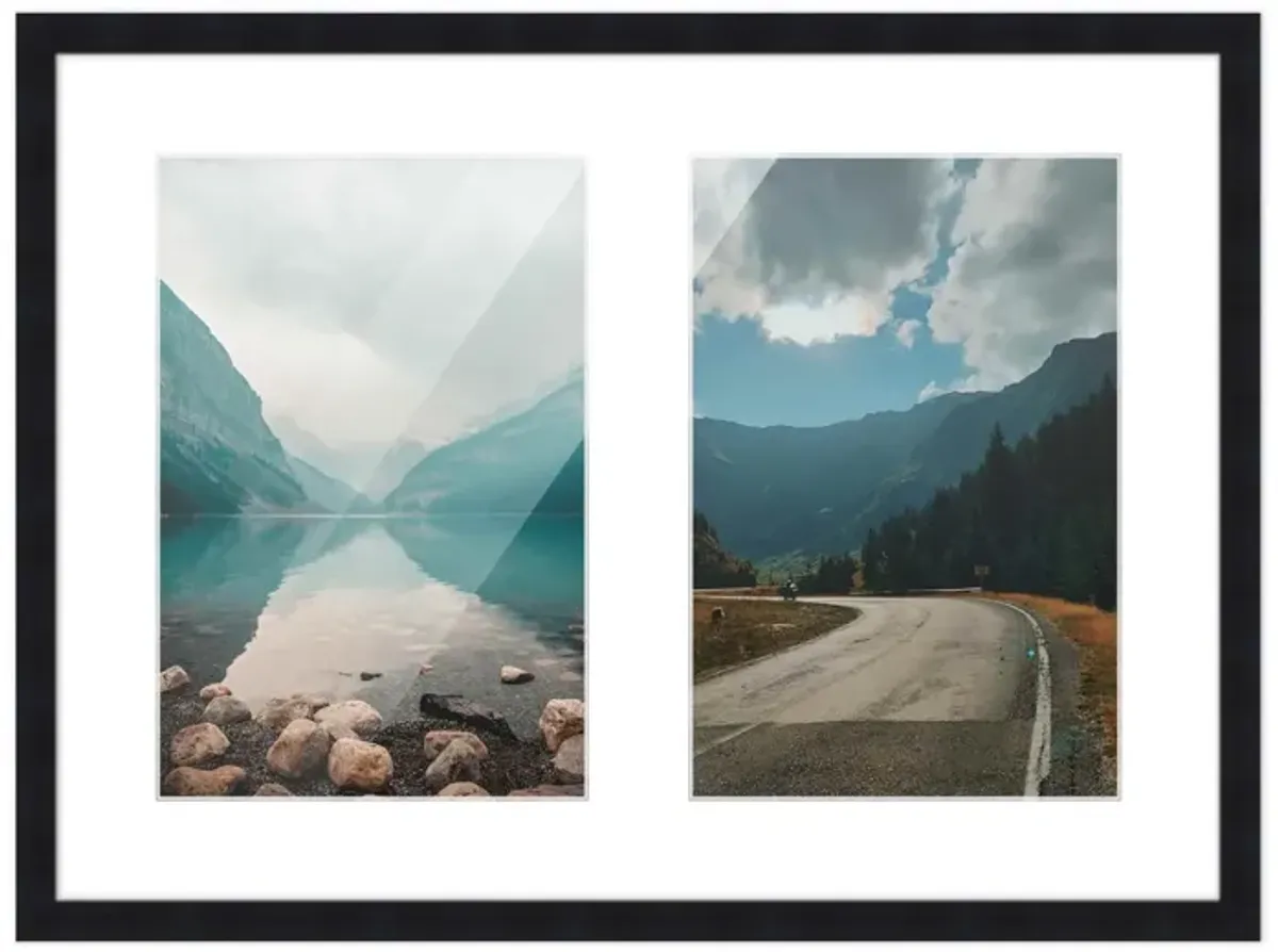 8x10 Wood Collage Frame with White Mat for 2 4x6 Pictures