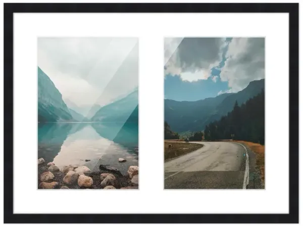 8x10 Wood Collage Frame with White Mat for 2 4x6 Pictures