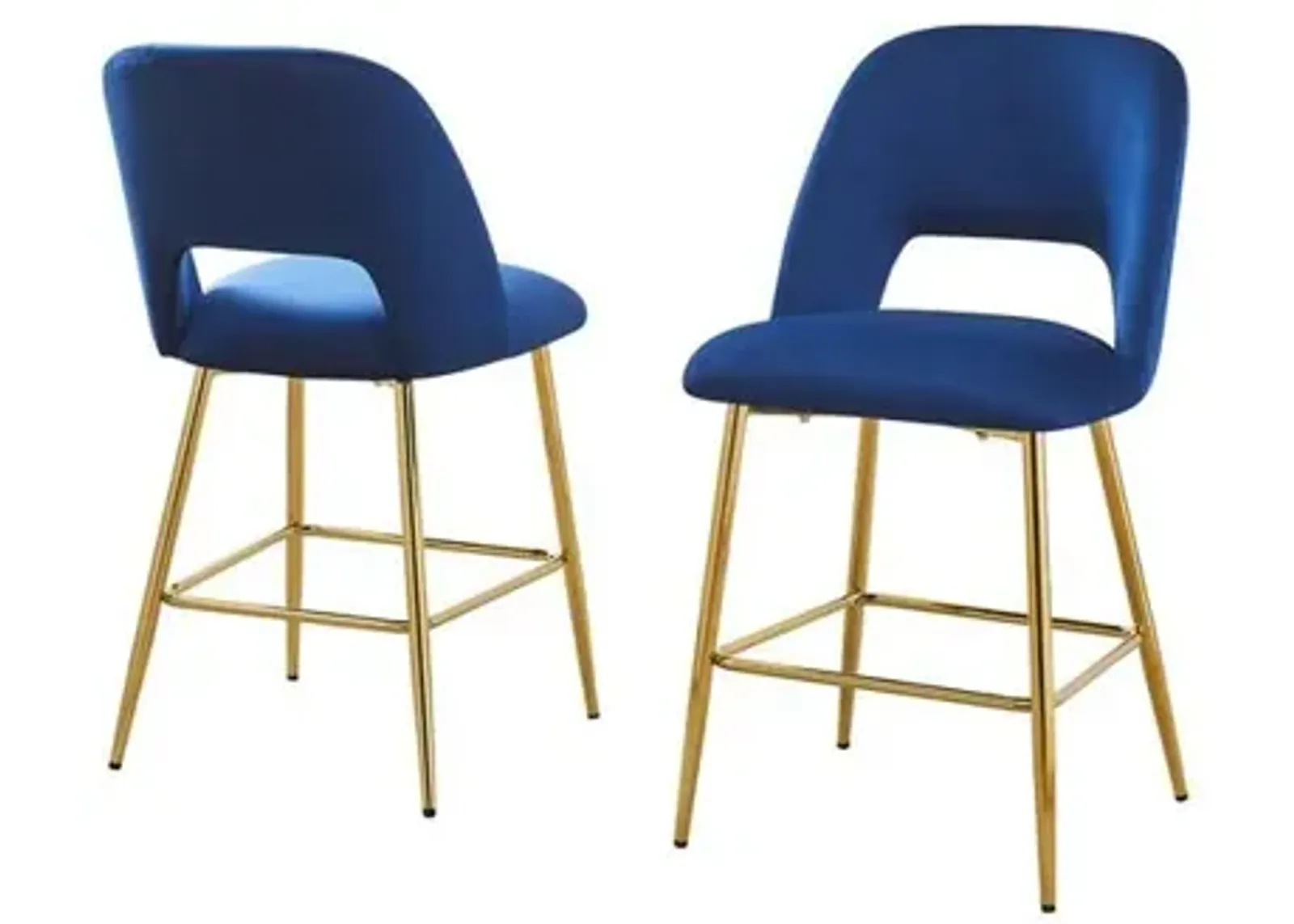 Navy blue with gold base bar stool (SET OF 2)