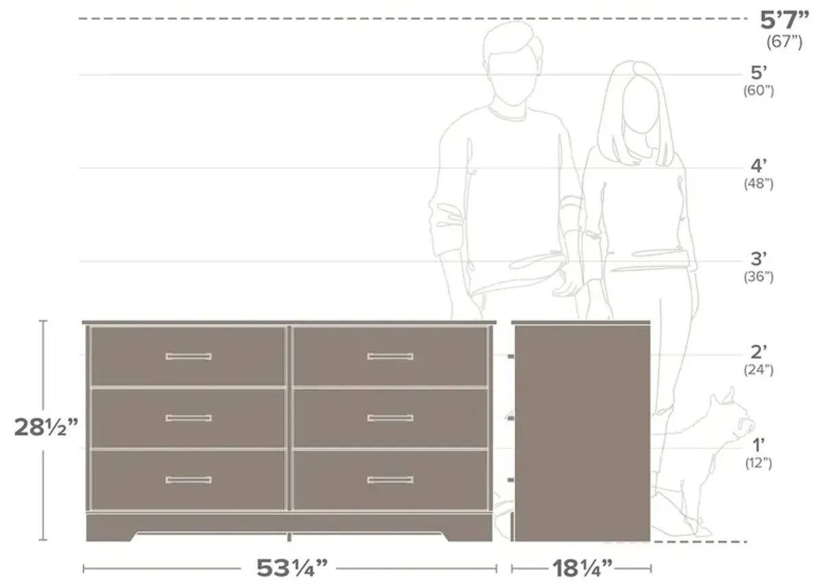 Prepac Dresser, Brown Dresser for Bedroom, Chest of Drawers with 6 Drawers