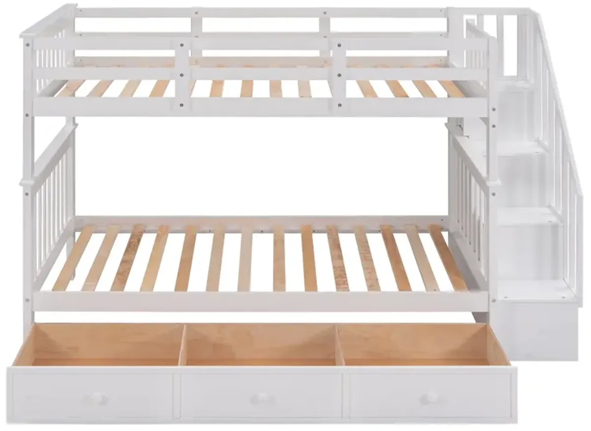 Merax Stairway Twin-Over-Twin Bunk Bed with Three Drawers for Bedroom, Dorm