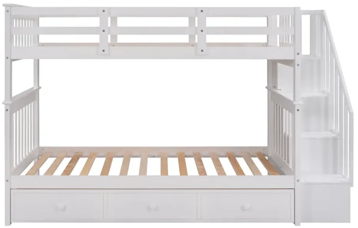 Merax Stairway Twin-Over-Twin Bunk Bed with Three Drawers for Bedroom, Dorm