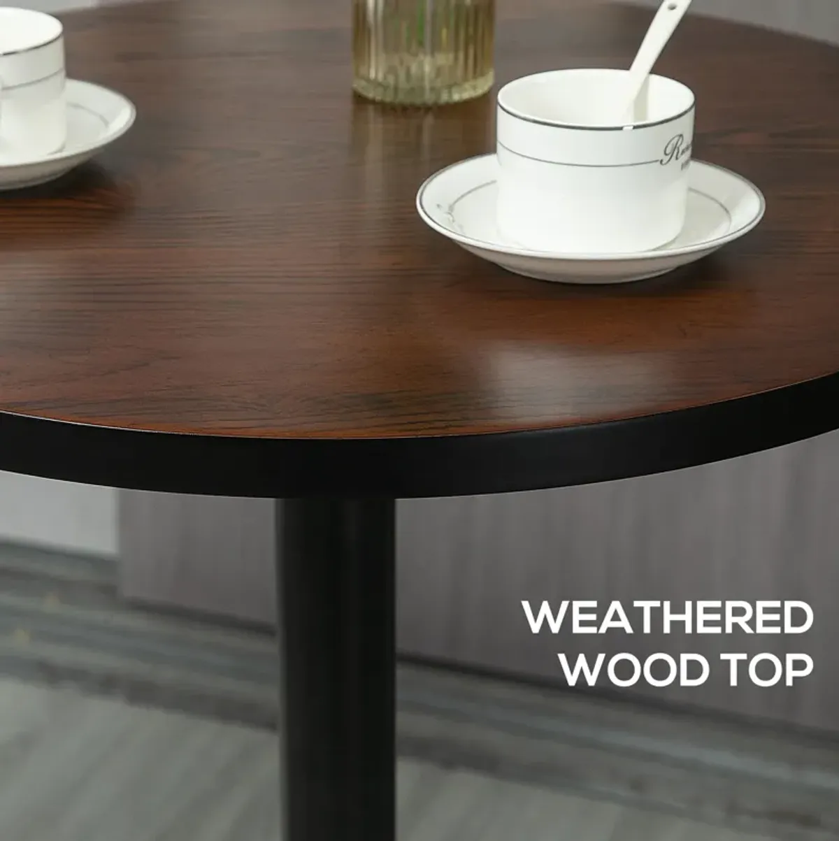 Industrial Chic Table: 42" Bar Height Round with Weathered Wood Top