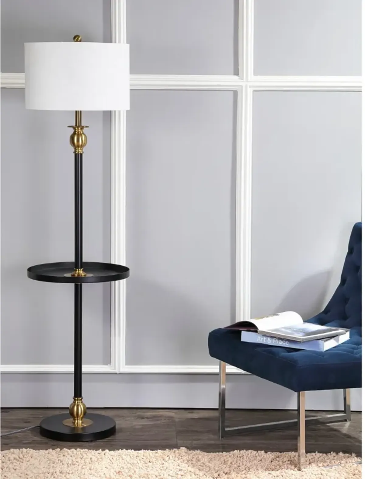 Evans Metal LED End Table Floor Lamp