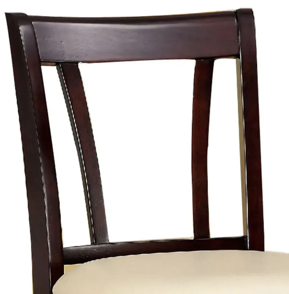 Wooden Counter Height Chair With Padded Seat and Back, Pack of 2, Brown & Ivory-Benzara