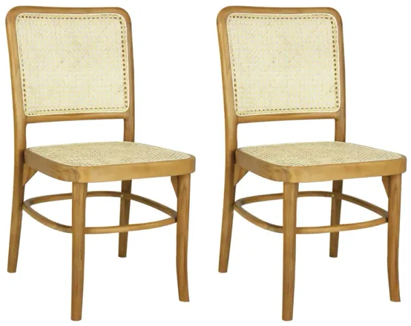 Colmar Mid-Century Vintage Wood Rattan Dining Chair