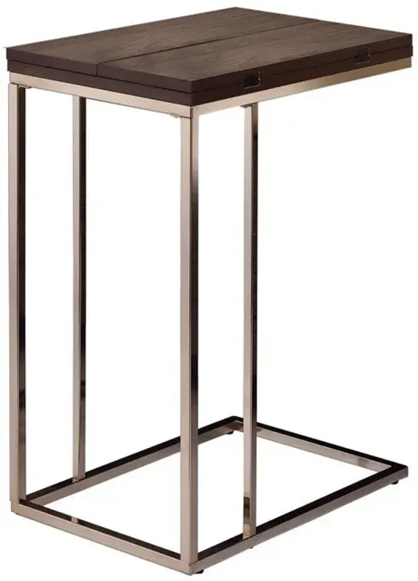 Pedro Expandable Top Accent Table Chestnut and Chrome
