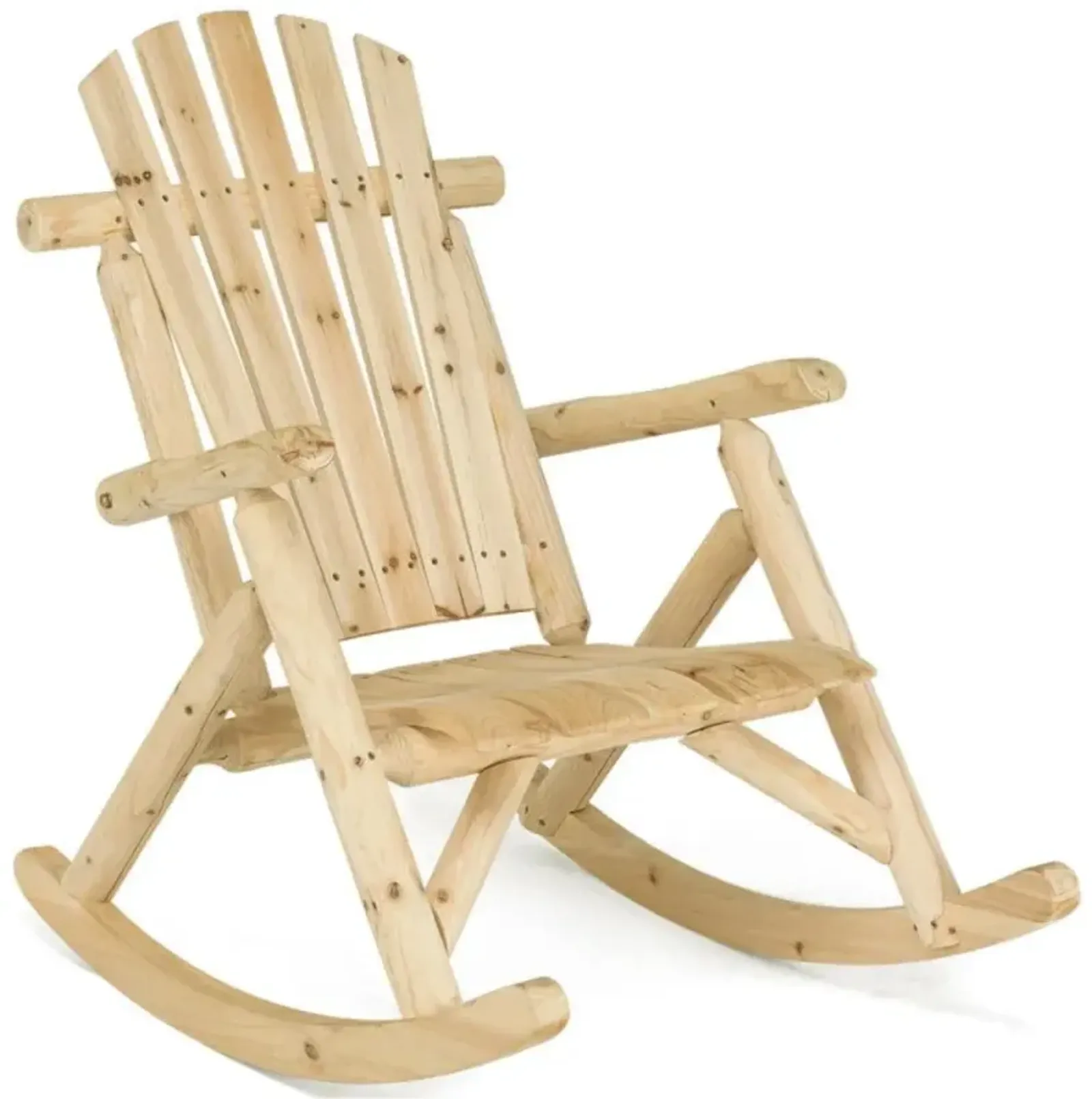 Hivvago Wood Single Porch Rocker Lounge Patio Rocking Chair