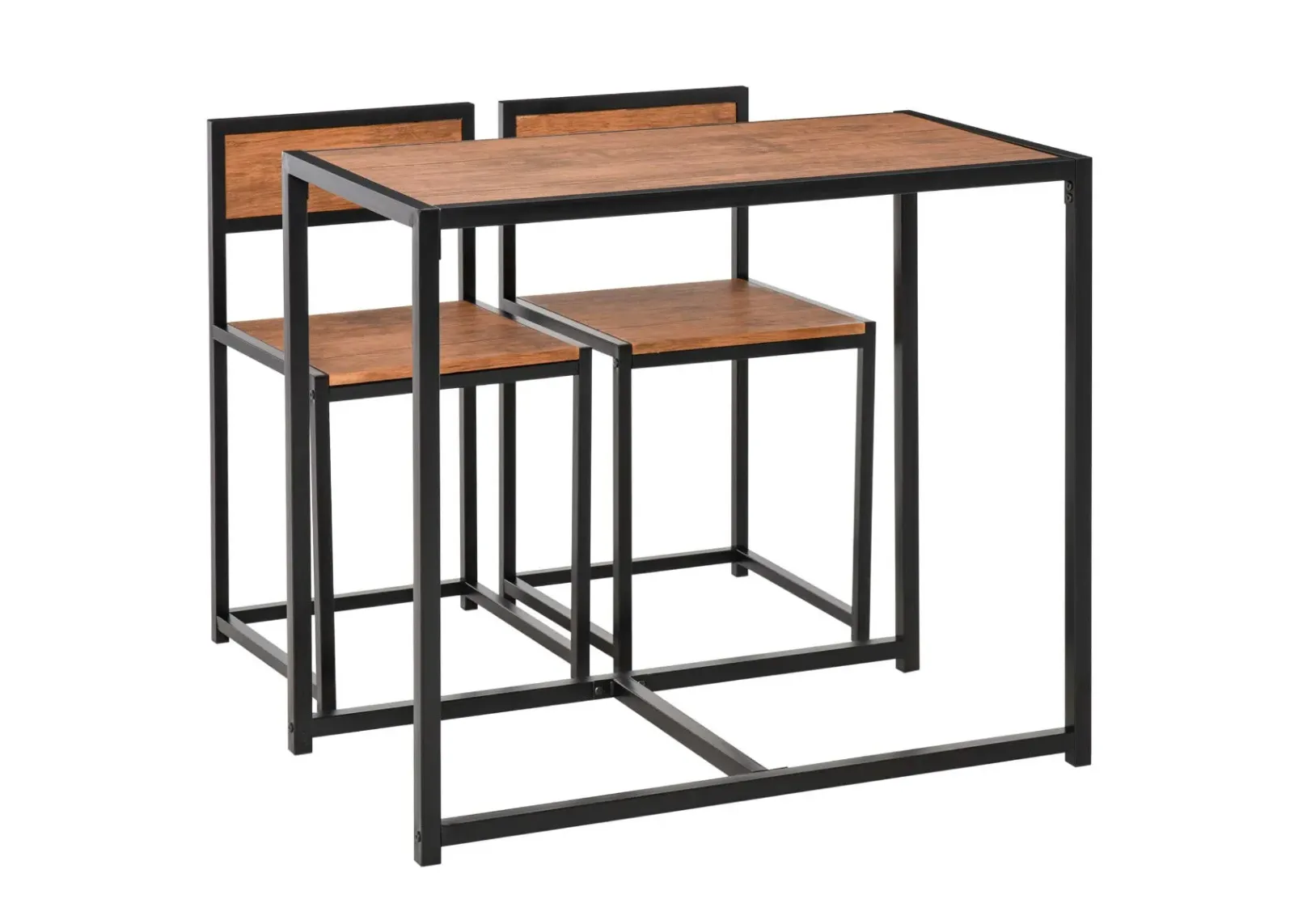 Rustic Brown Duo Diner: Compact Industrial Table Set for 2