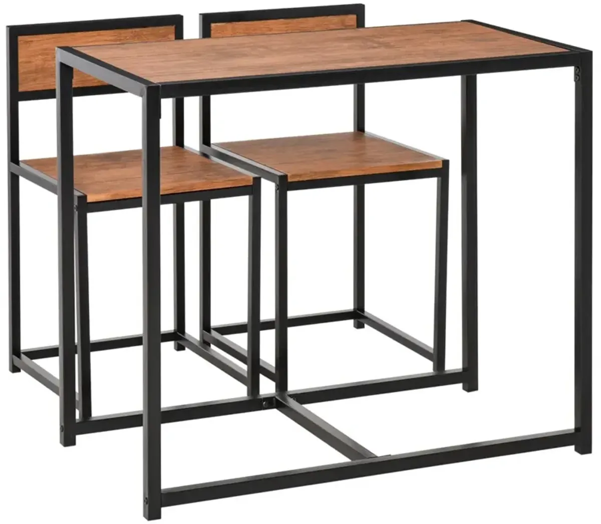 Rustic Brown Duo Diner: Compact Industrial Table Set for 2