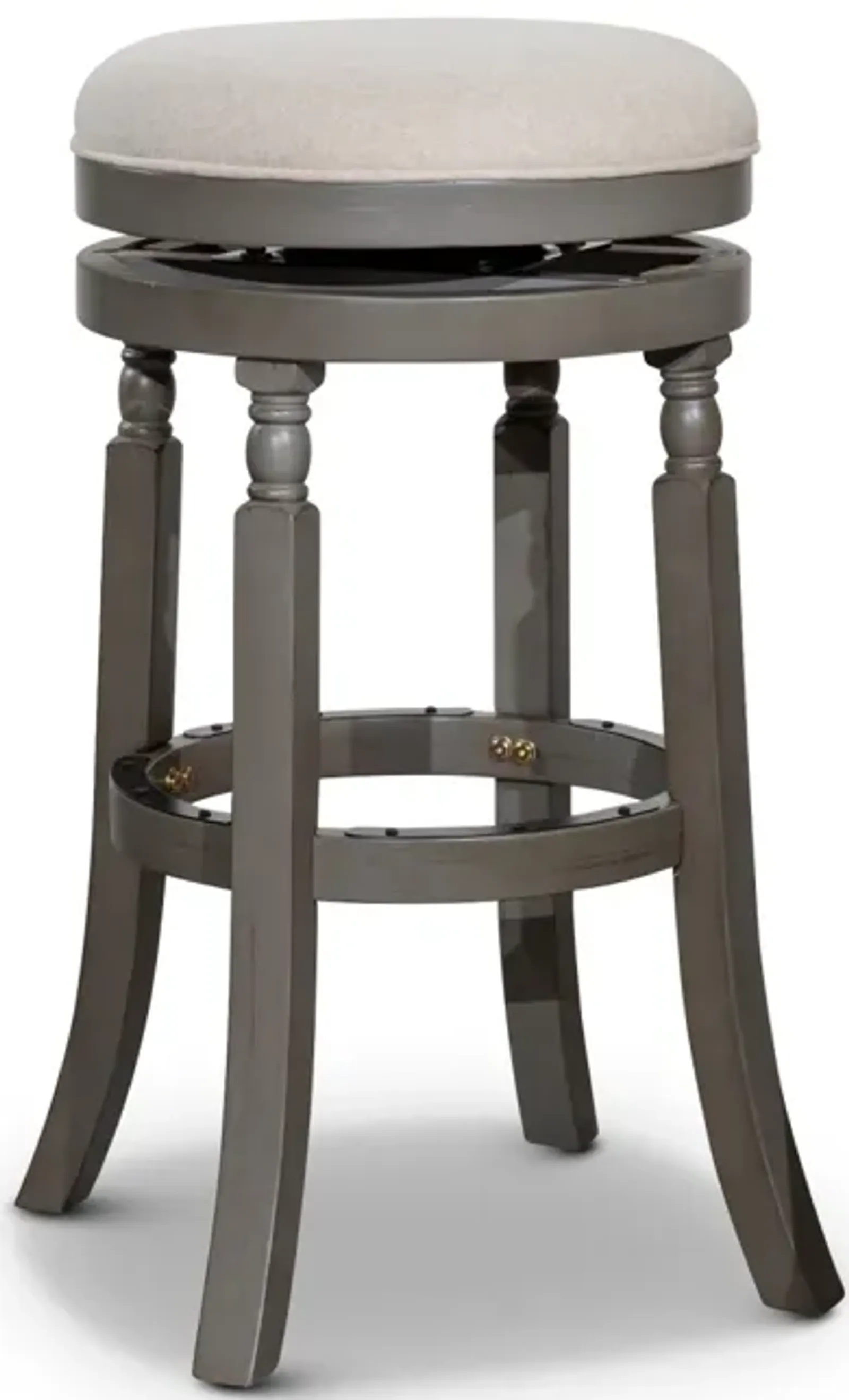 Palmer Lake 30" Barstool, Weathered Gray Finish, Beige Fabric Seat