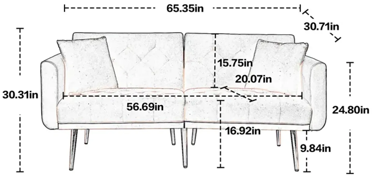 MONDAWE Velvet Sofa, Accent Sofa Loveseat Sofa with Metal Feet for Bedroom, Living Room