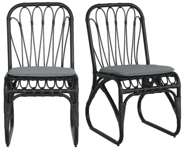 Merax Outdoor PE Wicker Dining Chairs with Washable Cushion Set of 2