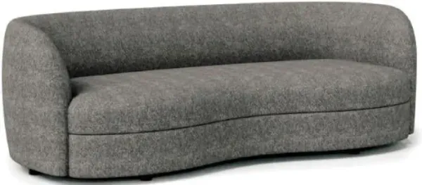 Srey Sofa, Charcoal Gray Boucle, Smooth Curved Kidney Shape - Benzara