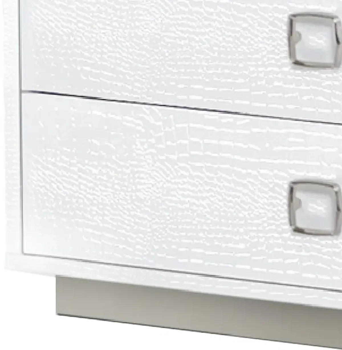 Hart 32 Inch Modern Nightstand, 2 Drawers, Textured Lacquer Finish, White-Benzara