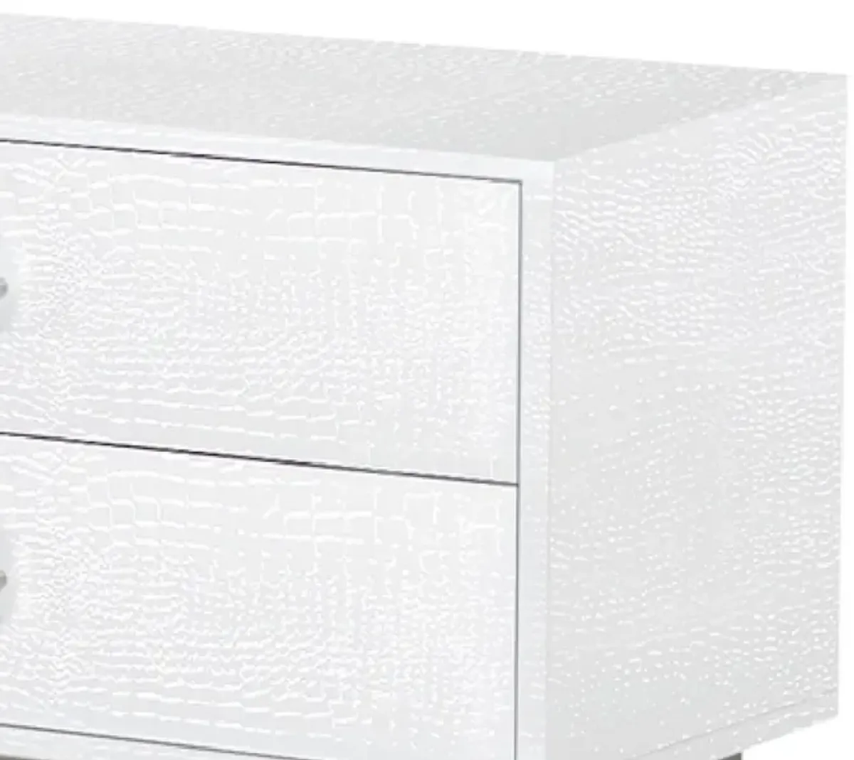 Hart 32 Inch Modern Nightstand, 2 Drawers, Textured Lacquer Finish, White-Benzara