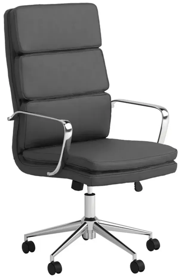 Padded Panel Back Office Chair with Horizontal Stitching, Gray-Benzara