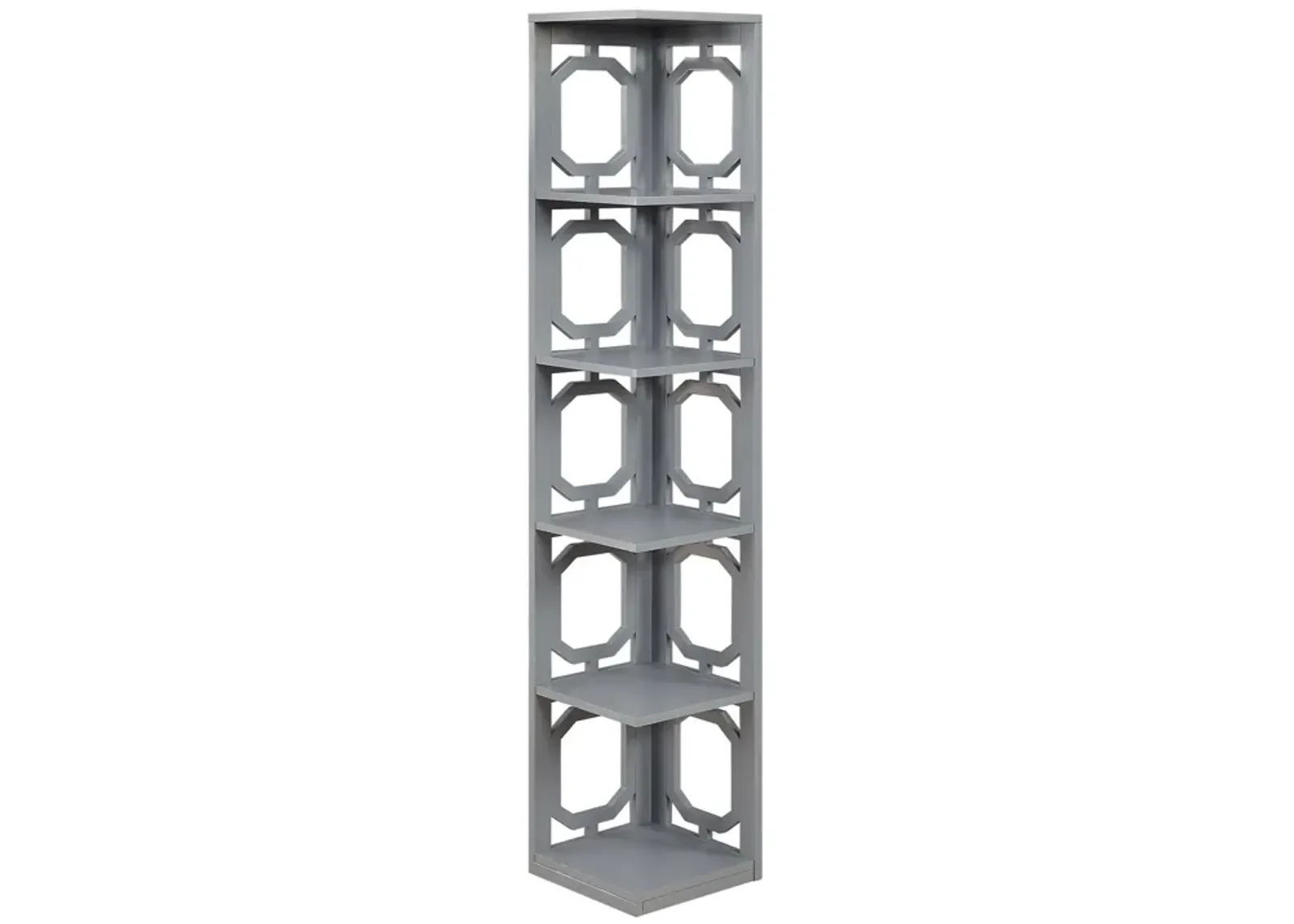 Convenience Concepts Omega 5 Tier Corner Bookcase, Gray