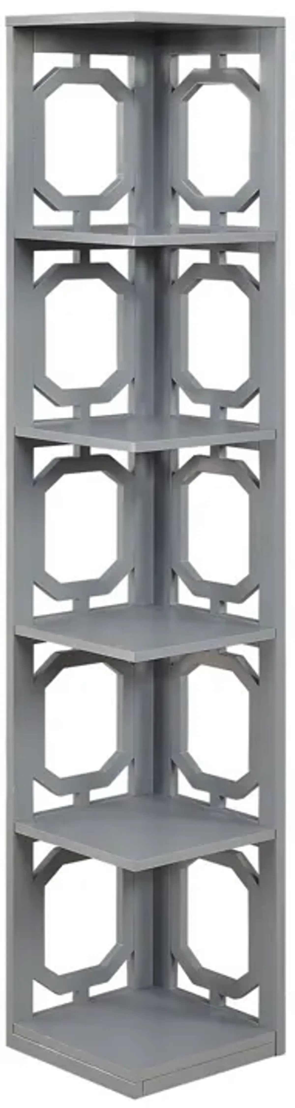 Convenience Concepts Omega 5 Tier Corner Bookcase, Gray